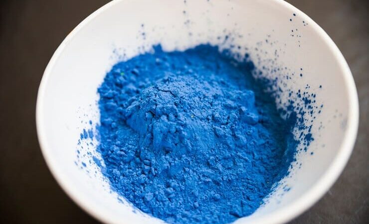 Poudre Algue Bleue dans un bol blanc